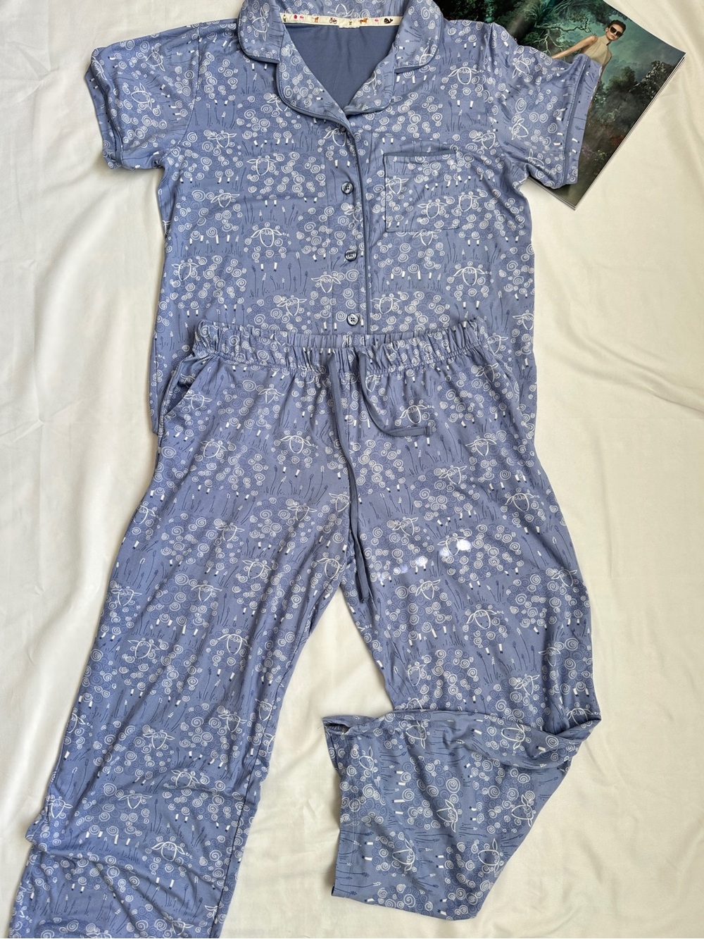 munki munki Lavender Blue Floral Short Sleeve Pajama Set